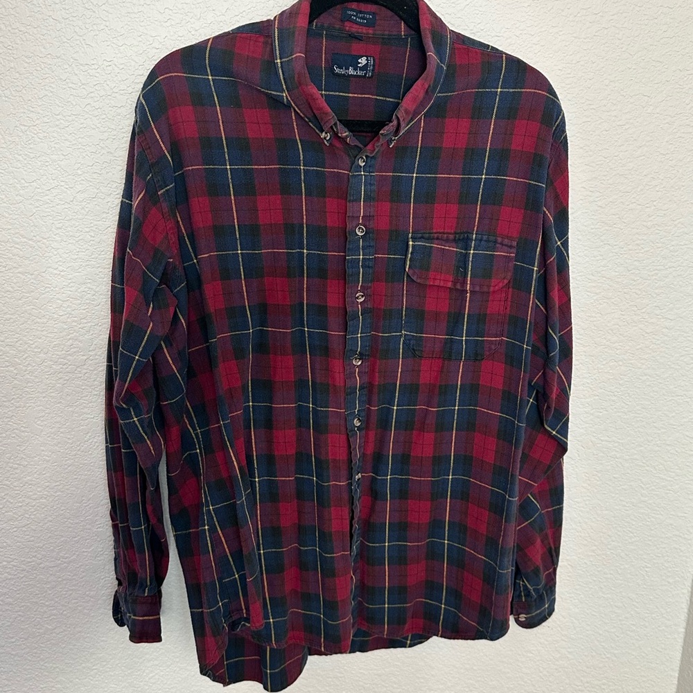 Flannel‎ Red/Navy Stanley Blackner Button Up, Size XL